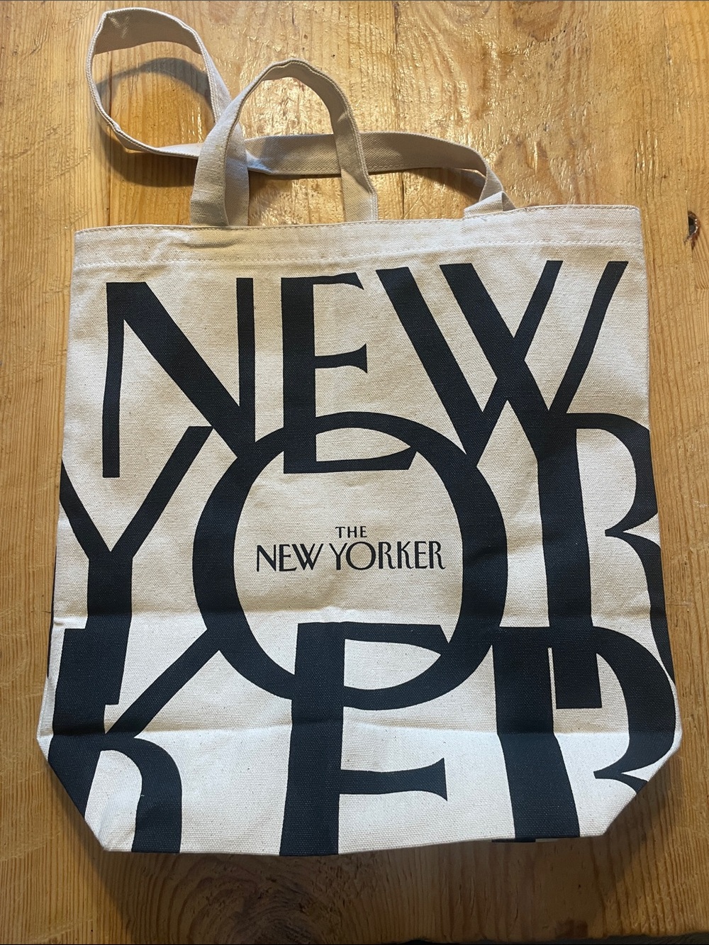 The New Yorker Beige and Black Logo Tote Bag